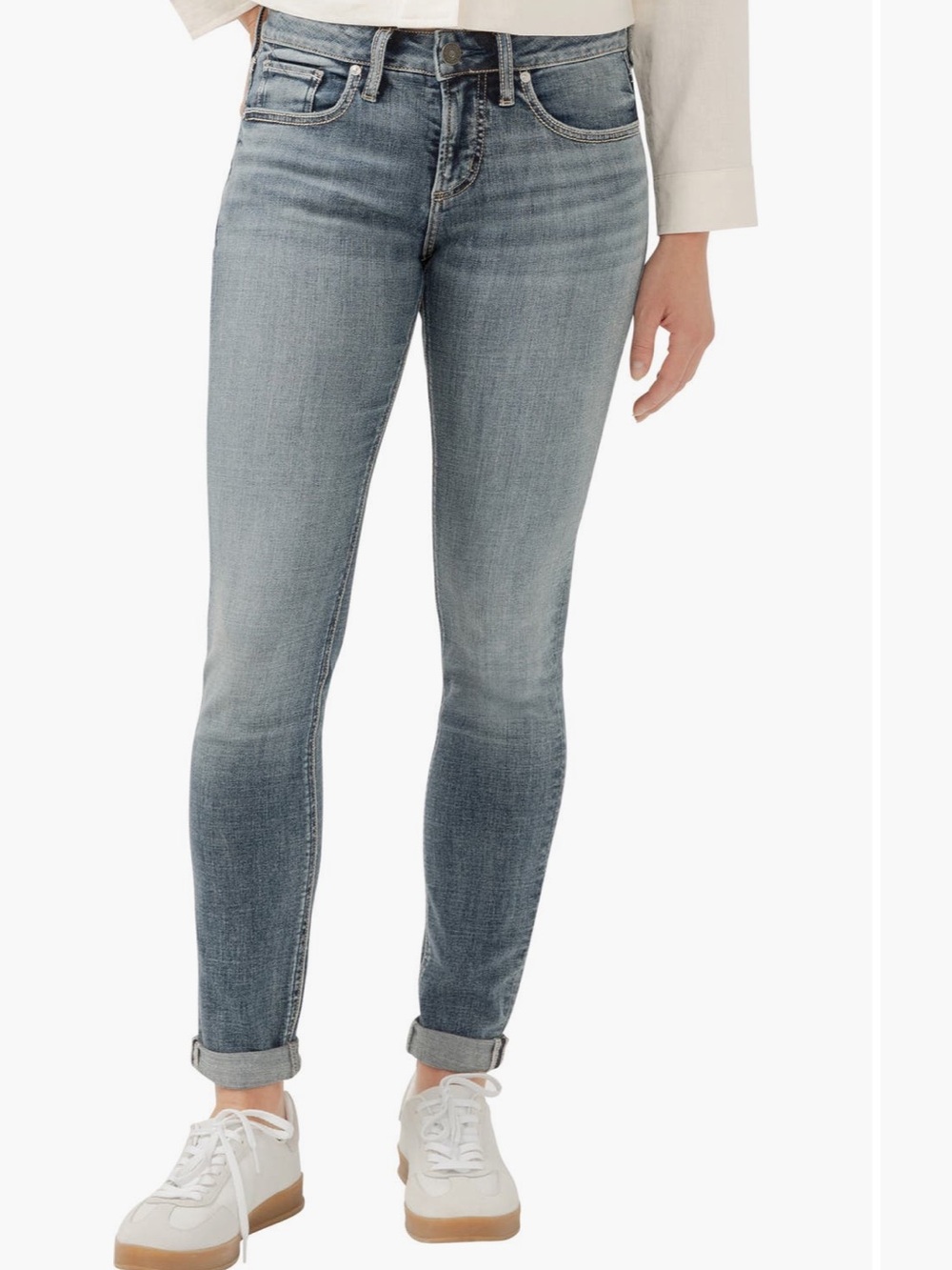 Silver Jeans Girlfriend Skinny in Deep Blue Wash